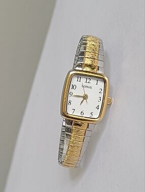 Vintage LORUS Women's Two-Tone Gold Silver Square Face Japan Quartz Watch